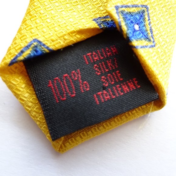 Chaps Ralph Lauren Yellow Print Silk Tie - Picture 3 of 3